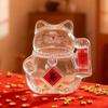Clear Glass Cat Shape Saving Jar Lucky Cat Gold Bean Container Lucky Cat Piggy Bank  Gift Giving