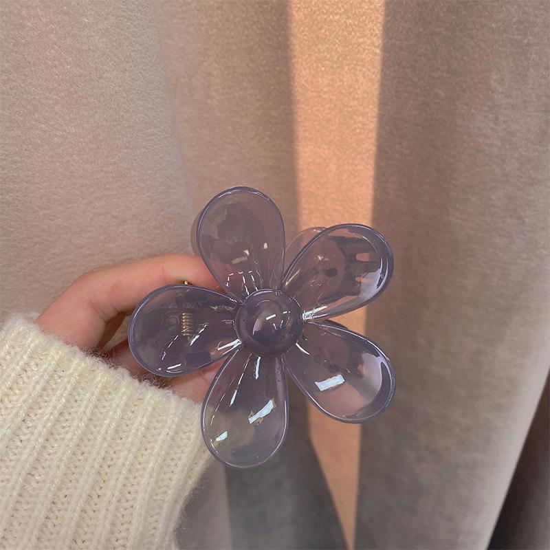7Designs Giant Flower Cross Acrylic Hair Claw Clips for Women Accessories Jewelry Korean Jelly Large Resin Crab Clamp Headwear