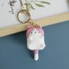 Hand-woven Cute Cat Keyring Crochet Cute Animal Pendant Lovely Exposing Belly Cat Keychain  Gifts