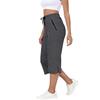 Damen Elastische Hohe Taille 3/4 Hose Lässige Passform Weite Capri-Hosen mit Taschen