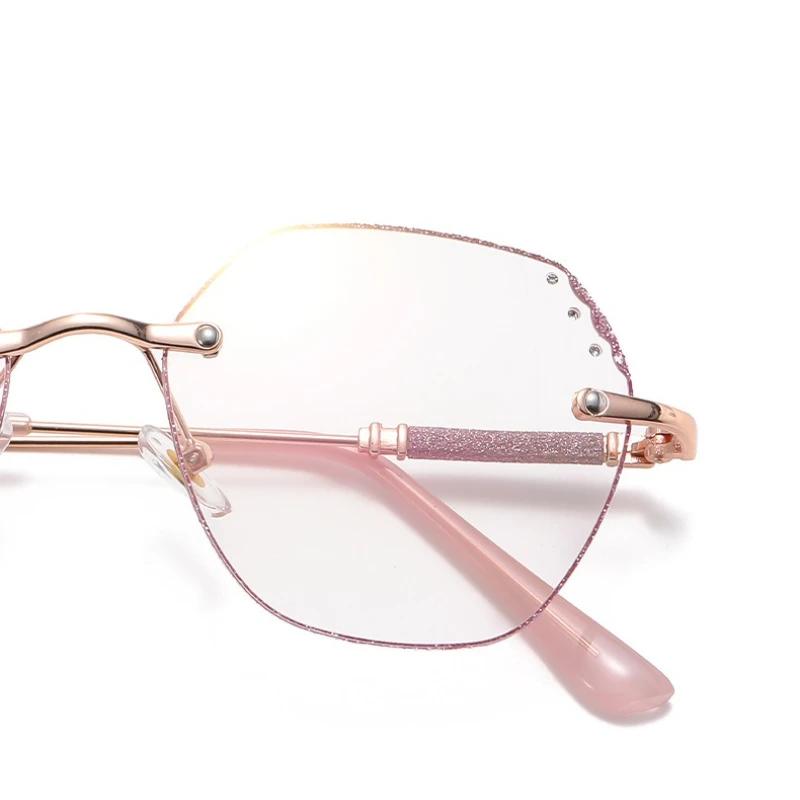 New Fashion Luxury Rimless Photochromic Myopia Glasses Neutral High-Definition Anti-Blue Light Eye Protection Myopia Glasses