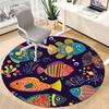 1PC Oceanarium Fishes Office Round Area Rug, Mat Suitable For Office, Under Office Chairs Bedroom Living Room Home Decor, Room Deco