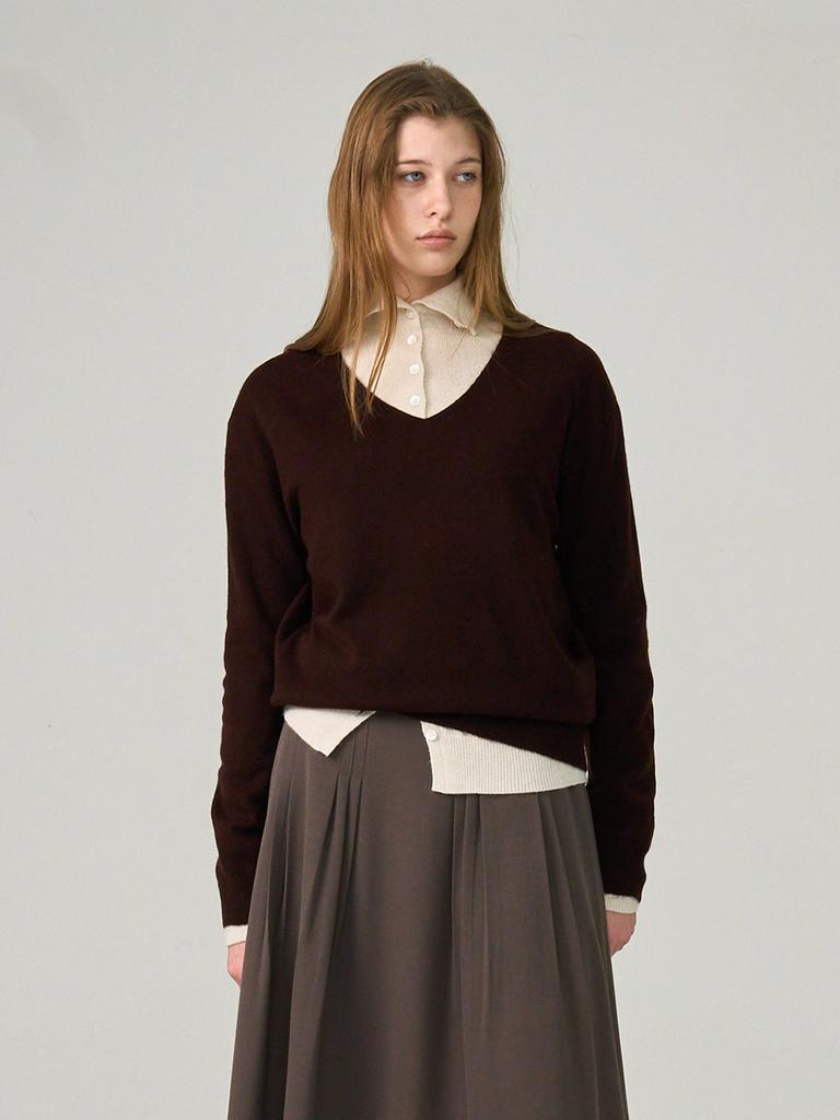 HUNCH Soft Wool Blend V-Neck Knit (2Colors)