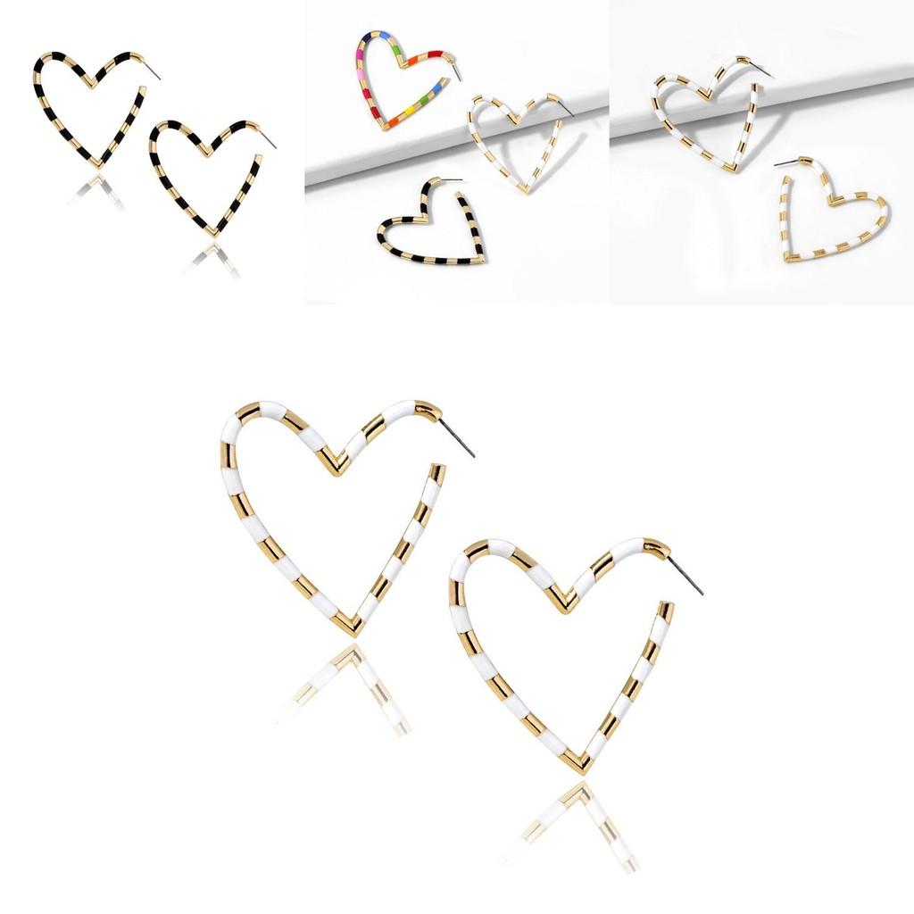 Trendige Mehrfarbige Herz-Hängeohrringe für Damen Stilvoller Geometrischer Schmuck aus Legierung