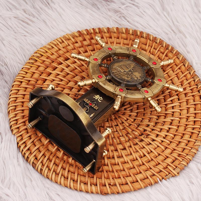 Antique Brass Helmsman's Wheel Nautical Desk Ornament