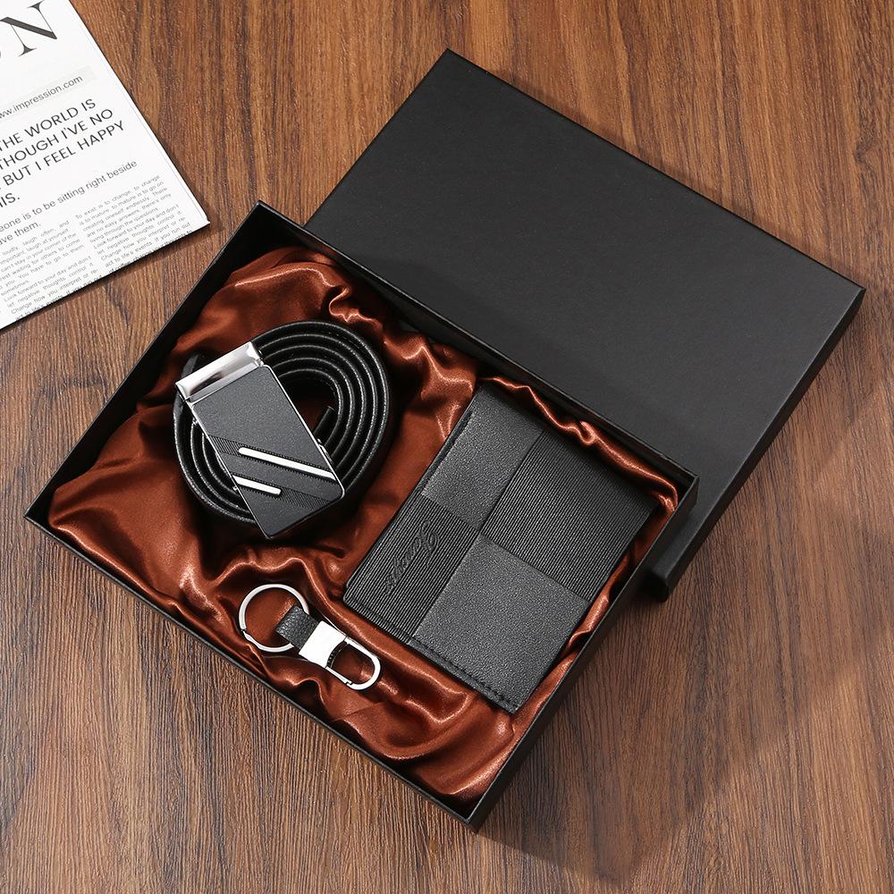 Set de Regalo para Hombre, Cartera + Reloj + Caja para Cinturón, Regalo de San Valentín Día del Padre para Novio Amigo