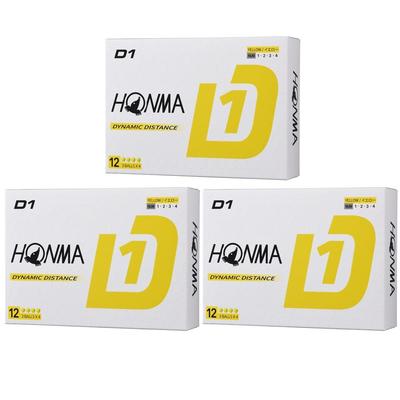 Honma Golf D1 Golf Balls, 3 Dozen Set (36 Balls), Yellow