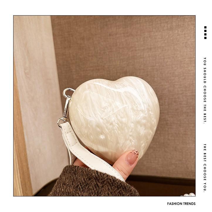 Heart-Shaped Acrylic Evening Crossbody Bag for Women