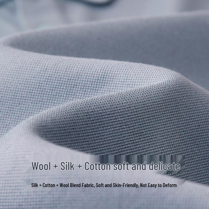 FIRS Men's Wool & Silk Blend Thickened Brushed Long Sleeve Polo Shirt