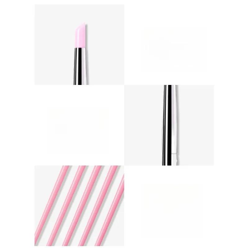 Durable Nail Art Silicone Pen Pink Rod Press Pen Dot Bead Embossed Powder Press Stick Nail Art Tools Rhinestone Tool 5PCS