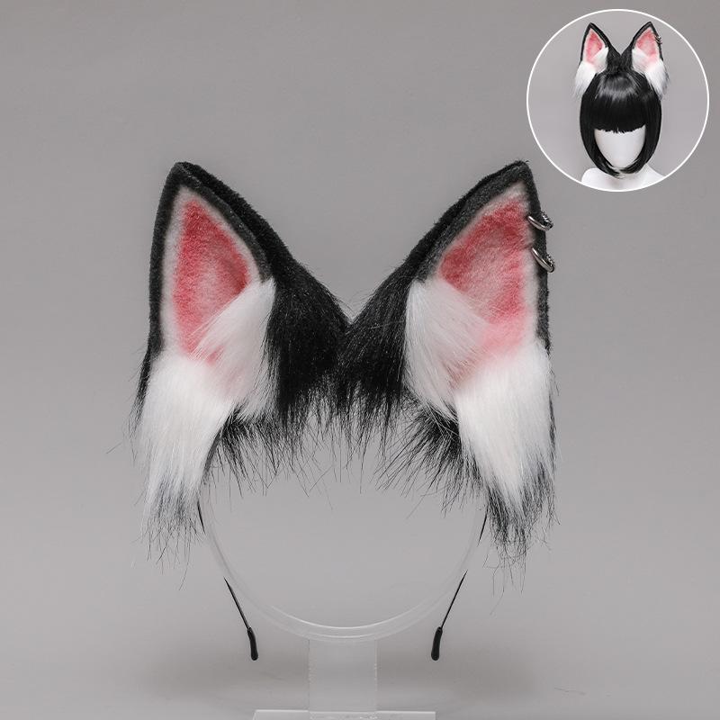 

Handmade simulation sweet cool yk animal ears headband accessories Internet celebrity live show props Husky dog ears headgear