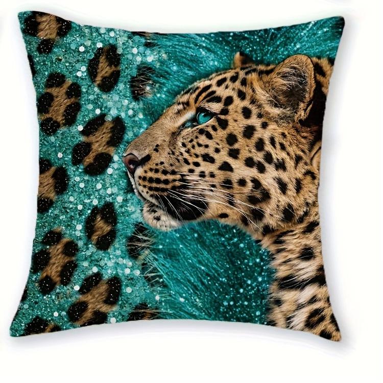 

1/4pcs Wild Leopard Print Throw Pillow Covers Teal Brown Safari Animal Decorative Pillowcases for Home Sofa Couch Cushion cover 45x45cm-1pcs