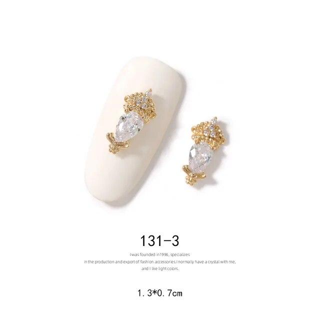 2pieces 3D Metal Zircon Nail Art Jewelry Japanese Nail Decorations Top Quality Zircon Crystal Manicure Zircon Diamond Charms