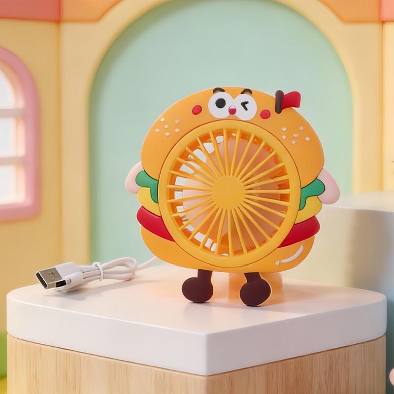 LINGPAN Mini Wrist Watch Fan - Burger & Fries Theme
