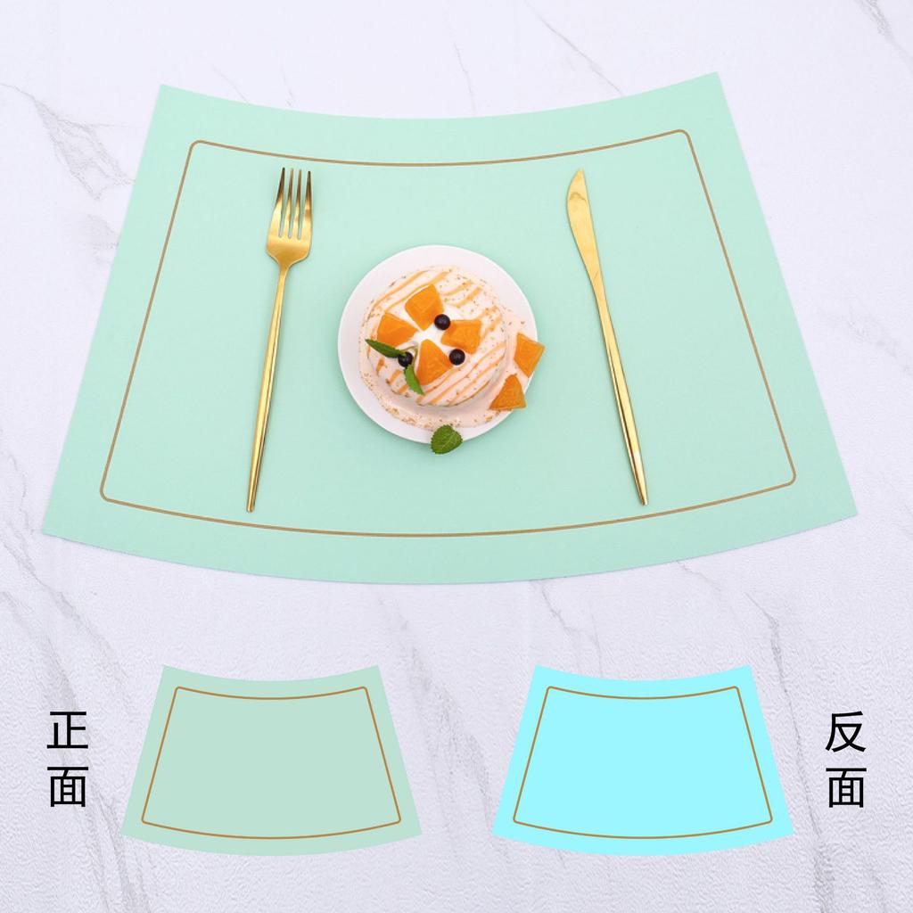 Fan-shaped round table Western placemat, leather PVC tablemat, waterproof heat-insulating pad, placemat, two-tone tableware, light luxury style