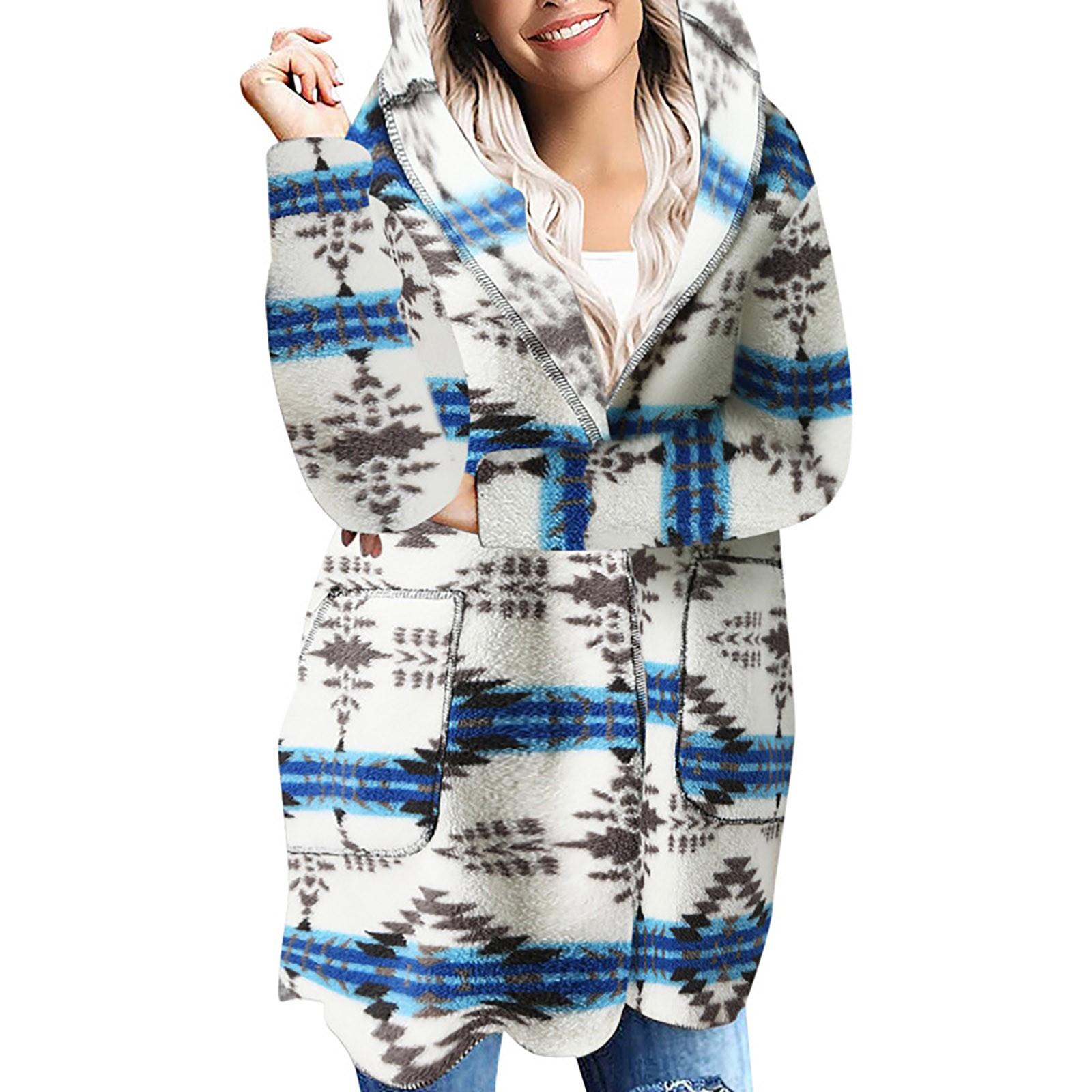 

Женская модная клетчатая куртка с принтом и карманом на молнии, пальто с длинным рукавом XXXL синий