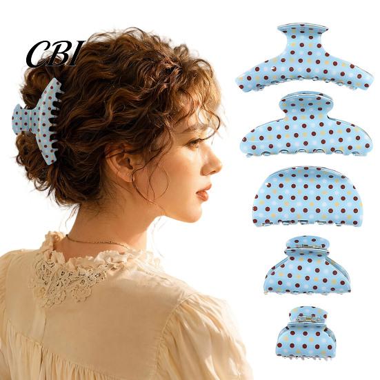 Sturdy Hair Claw Clip Back Head Claw, Strong Bite Force Clip, Dot Print Large for Women Anti-Slip Teeth Accessory Daily Wear Metal Spring