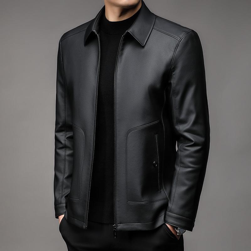 Genuine leather jackets for men, sheepskin spring and autumn new motorcycle leather jackets, lapel autumn clothes
