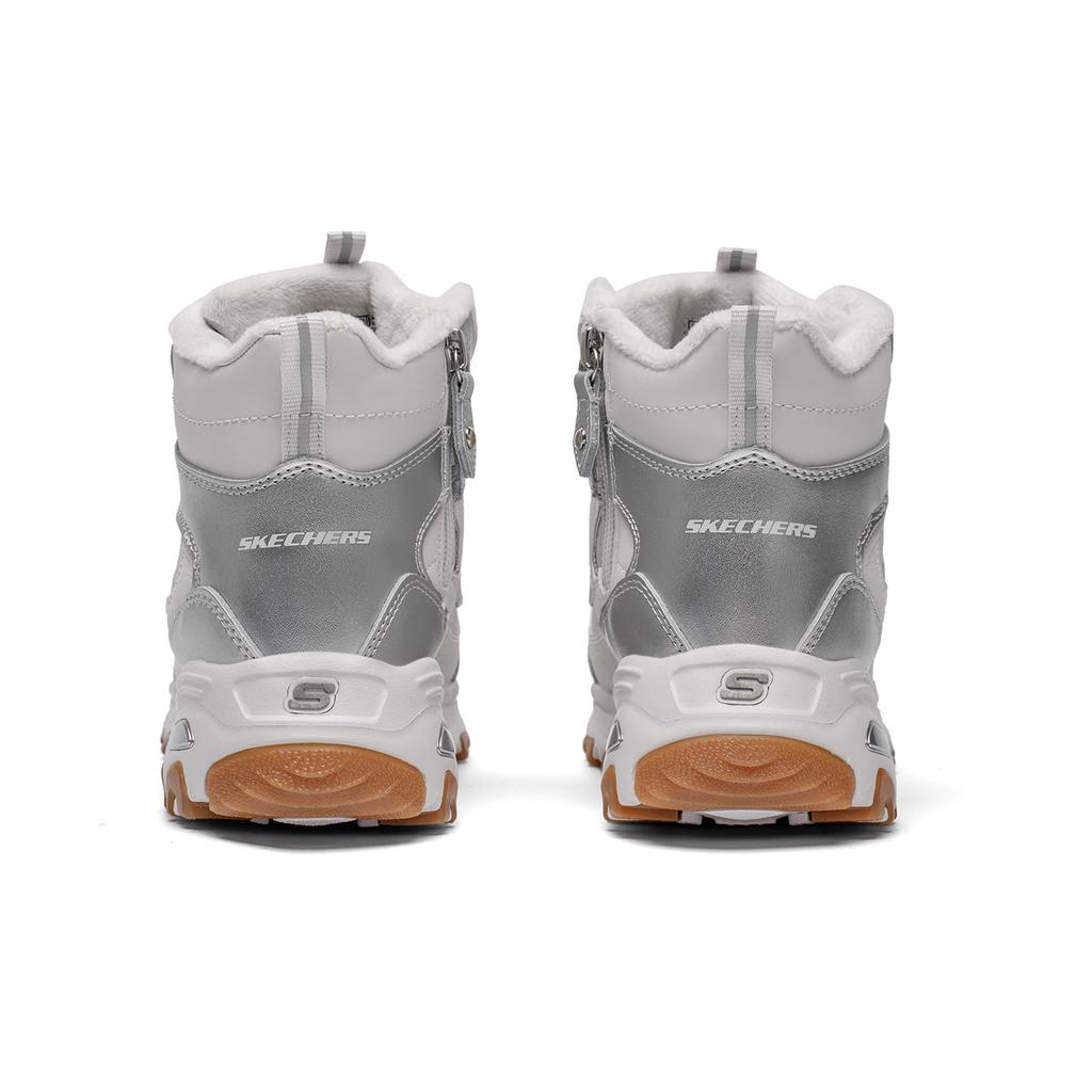 Skechers DLites Comfortable Non-Slip Mid-Top Dad Shoes Women Sneaker Silver 169077-SIL