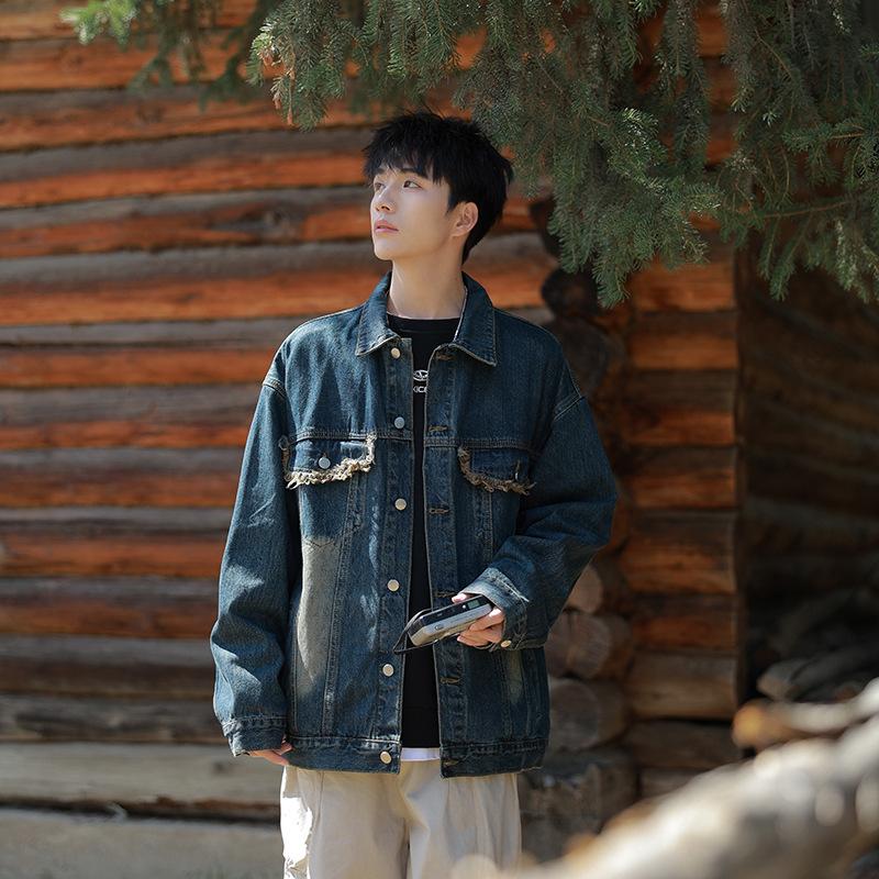 Denim Jacket for Men In Spring and Autumn New American High Street Retro Top Washing Loose and Handsome Jacket