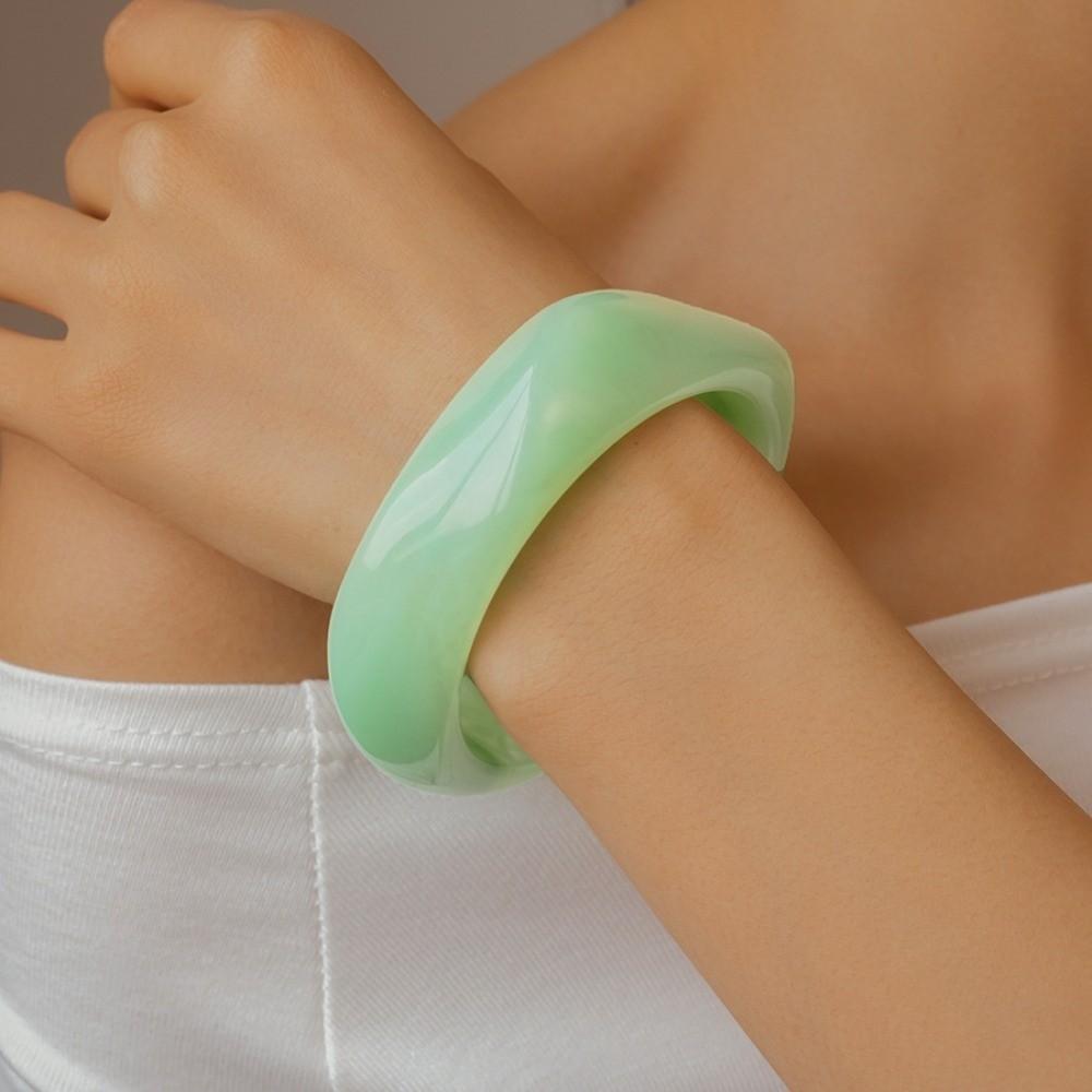 Rozmazaný Akrylový Náramek Pryskyřice Retro Prsten na Ruku Temperament Nepravidelný Široký Náramek Dívky