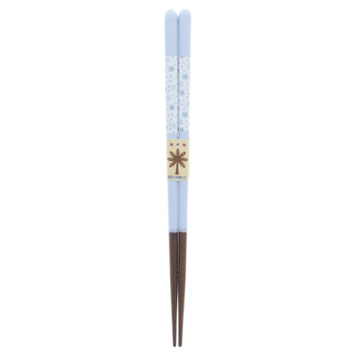 Dishwasher-safe chopsticks with a pastel flower (floral) design, made of natural wood and acrylic, blue, 18cm