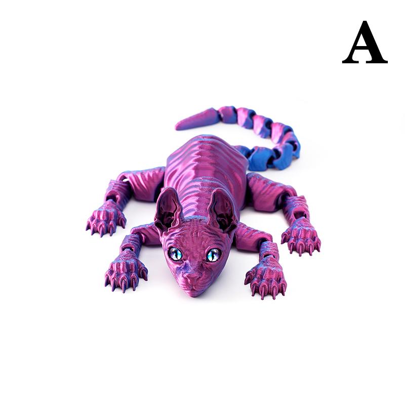 3D Printed Sphynx Cat Animal Toy Realistic Hairless Figurine Cat Fidget Toy For Cat Lover Collector Home Decoration