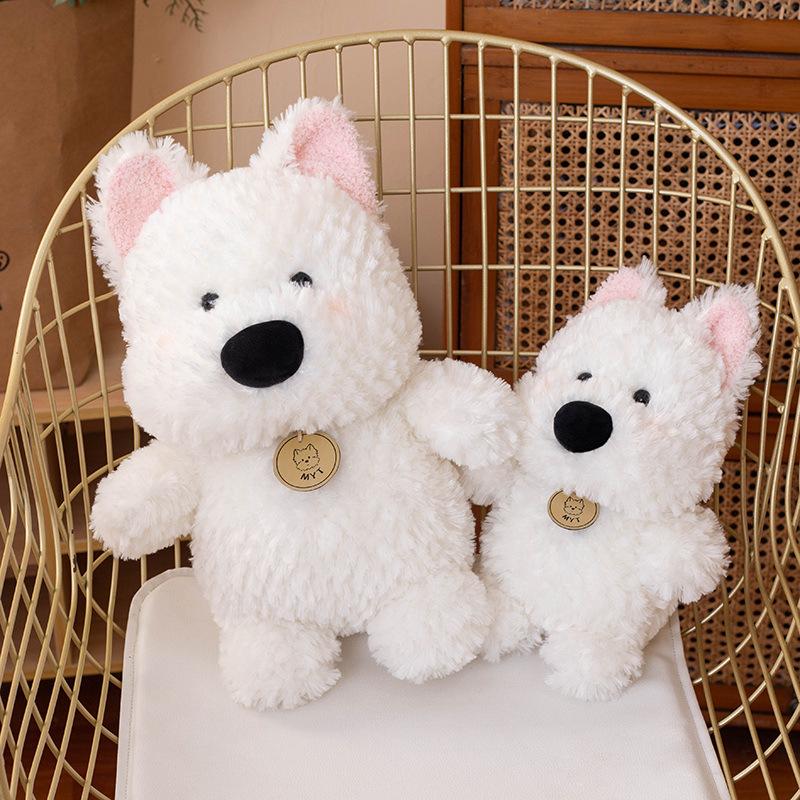 Cartoon Cute Standing Posture West Highland Puppy Doll Plush Toy White Dog Keychain Bag Small Pendant