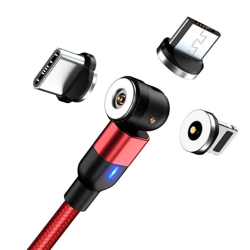 540° Rotating Magnetic Fast Charge Cable, 3-in-1 Blind Suction Design, Bendable for Mobile Gaming