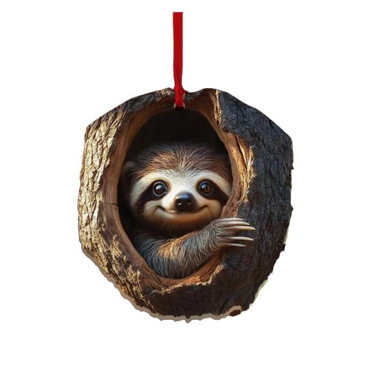 

Рождественский орнамент в виде животного 2D Акриловые лесные животные Украшения Веселые принты животных Совы Еноты E