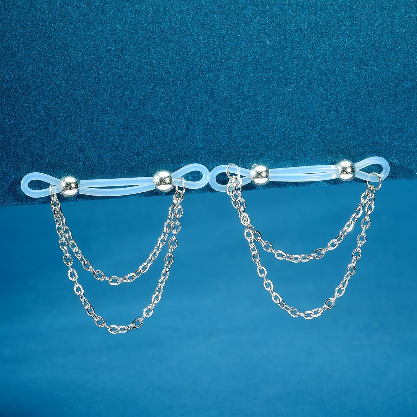 1 Paar verstellbare Fake-Brustwarzenringe - Acryl-Brustwarzenringe ohne Piercing mit funkelnden Akzenten | Perfekt für Partys Geometric&Nipple Rings&Surface and Dermal blue