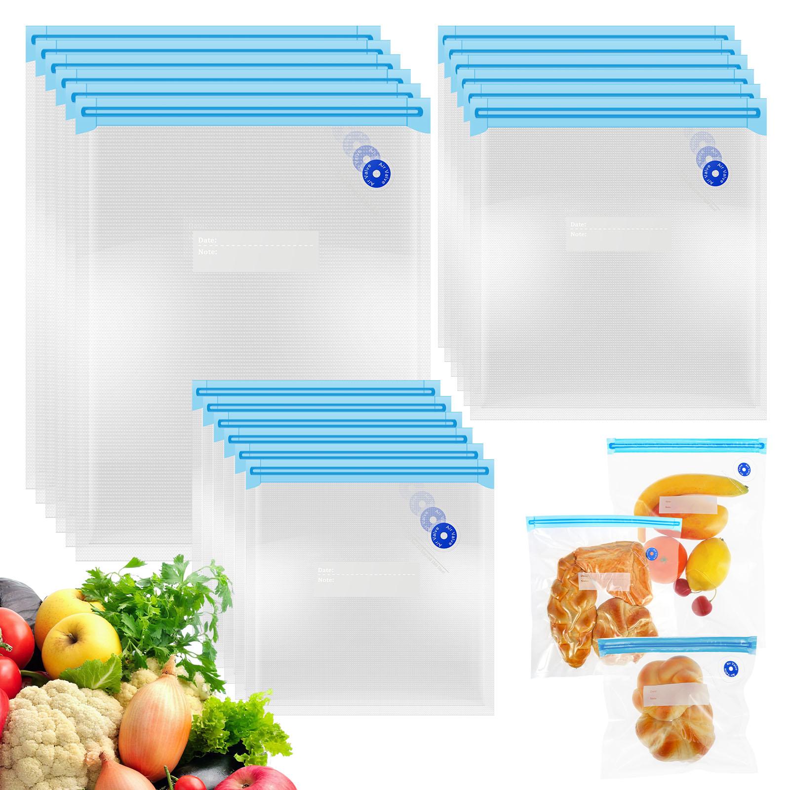 

10/30 шт. Вакуумные пакеты для еды 3 размера Многоразовые вакуумные пакеты-зиплоки Прозрачный вакуумный пакет-зиплок для хранения овощей, фруктов, мяса