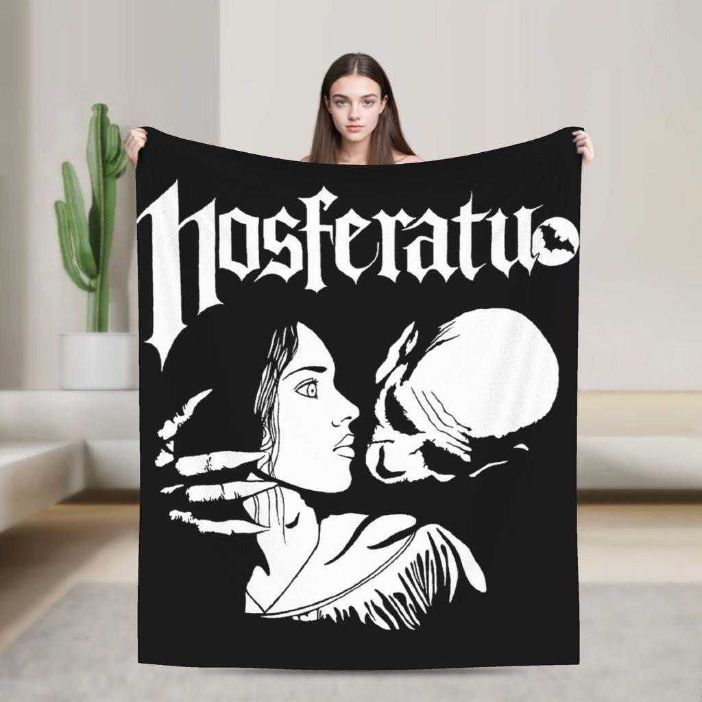 Black Metal Nosferatu Blanket Fuzzy Vintage Breathable Throw Blanket for Bed Sofa Autumn/Winter