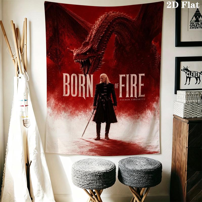 Tapiz de Pared de Daemon Targaryen Colgante de Pared Estético Manta de Tela Impresa Tapices Decorativos para Dormitorio Sala de Estar Decoración del Hogar