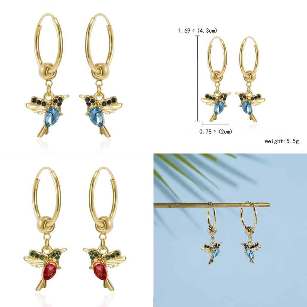 Bird Hoop Earrings Alloy Water Drilling Classic Animal For Daily Wear