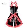 Women Cute Bowknot Decor Pocket Apron Plaid Print Splicing Adjustable Lace-up Kitchen Flirty Apron Mother Day Gift