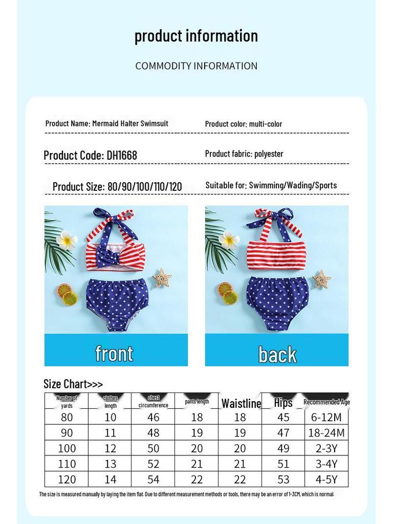 Girls' Summer Mermaid Bowknot Bikini Set - Cute Sling Two-Piece Swimwear