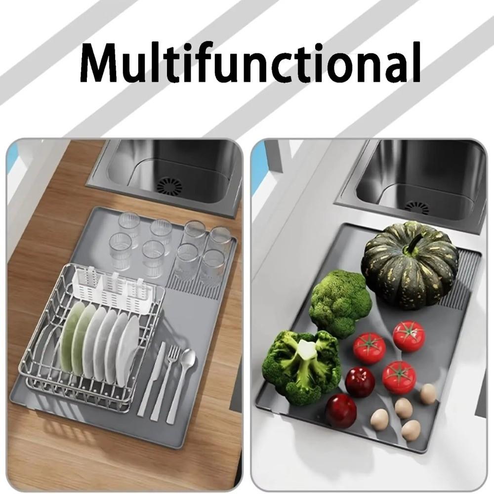 Waterproof Coffee Machine Mat Multi-Purpose Non-Slip Base Fruits Vegetables Drain Pad Easy Clean Heat Resistant Silicone Tray