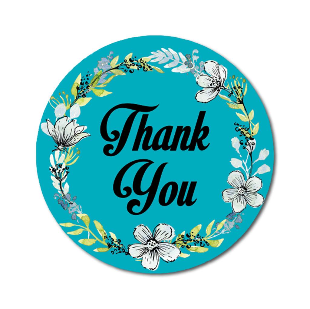 Darling Souvenir 1.6 Inches Round Daffodil Wreath Elegent Personalized Black Thank You Stickers-45
