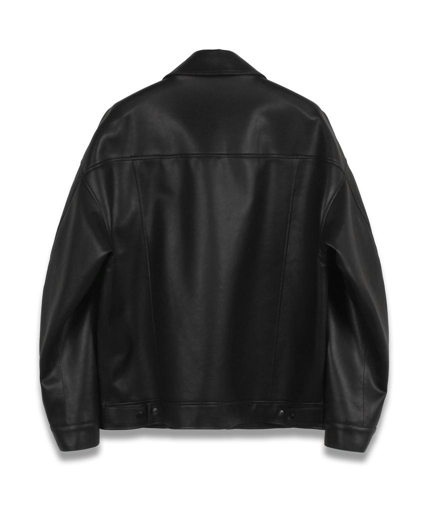 Doffjason Oversized Vegan Leather Single Jacket
