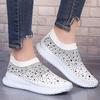 Large size rhinestone fly-woven women's autumn flat-bottomed casual shoes