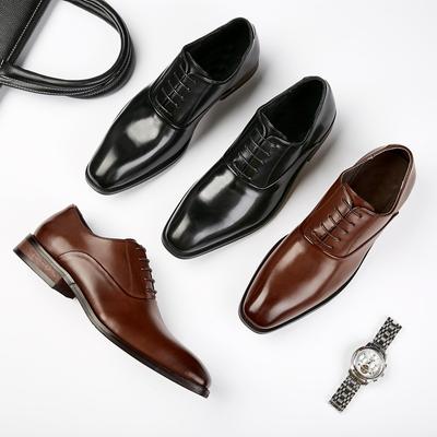 Leather Shoes Men's Leather New Gentleman Dress Leather Shoes Youth Casual Wooden Root Oxford Single Shoes
