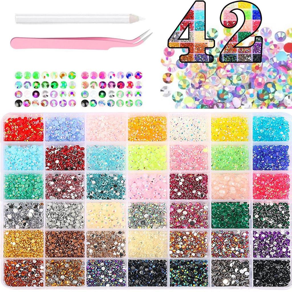 Fluorescent AB Resin Flat-Back Rhinestones for Nail Art - Mixed Sizes