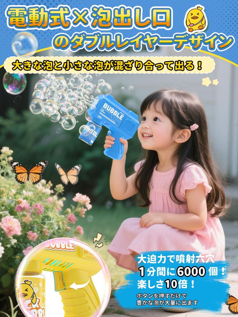 Zaahir Electric Bubble Gun, Automatic, 360° Leak-Proof, Cute Duck Design, 6 Bubble Holes, Long-Distance Shooting, Massive Bubbles (6,000 Bubbles Per