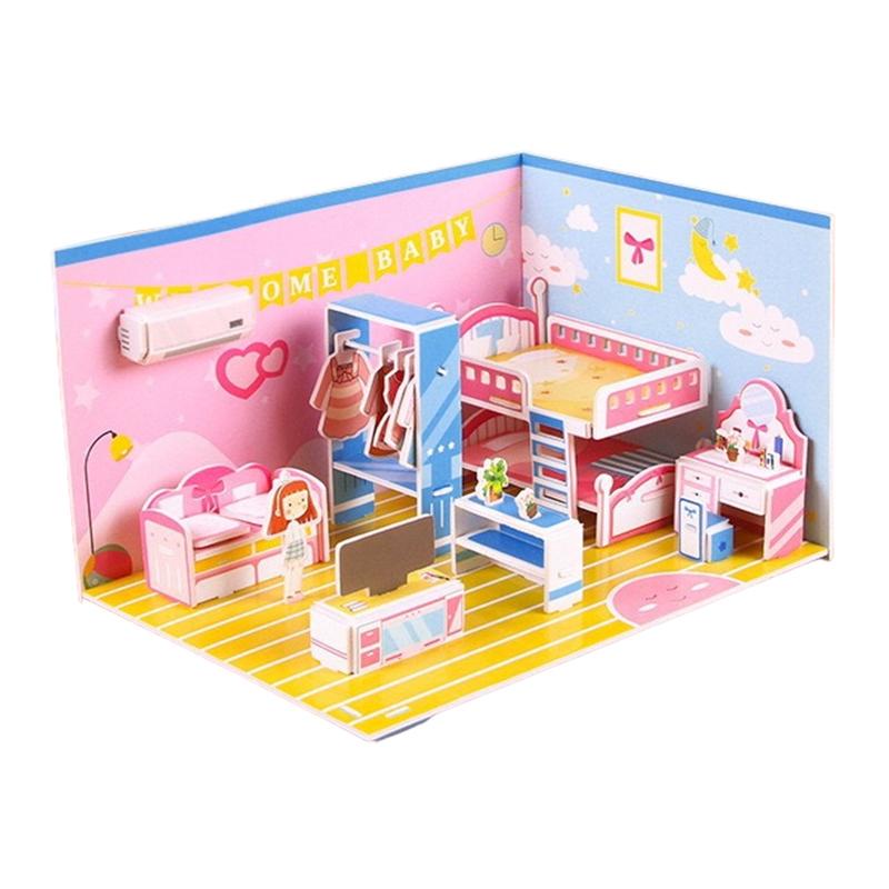 3D Stereo Puzzle Kitchen Bedroom Living Room Bathroom Model Handmade Craft Diy Educational Toys Gift For Children Christmas Gift