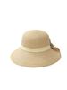 Women Solid Color Bow Straw Hat Wide Brim Woven Bucket Hat Sun Protection Casual Outdoor Beach Travel Summer