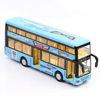 Doppeldecker-Bus-Druckguss-Modellspielzeug, zurückziehbares Spielzeugfahrzeug mit Ton und Licht für Kinder, Kleinkinder, Jungen und Mädchen, Geschenkkollektion