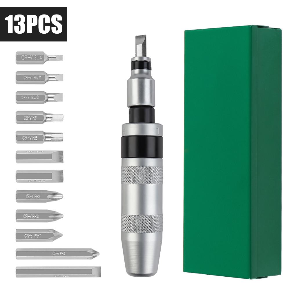 13/7 Pcs CR-V Manual Impact Screwdriver, Portable Reversible Impact Driver, Household Cordless Screwdriver Kit Hand Repair Tools