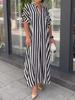 Hot Spring Summer New Women's Striped Printed High-Waisted Maxi Skirt Dress