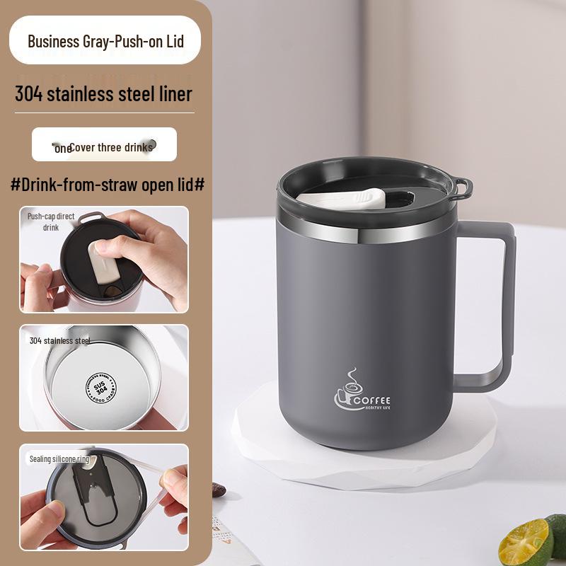 Drop-Proof 304 Stainless Steel Mug with Lid for Home, Office, or Dorm Use
